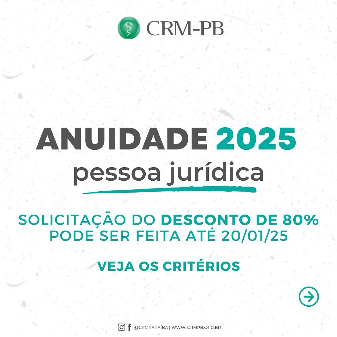 Solicitação de desconto para anuidade de Pessoa Jurídica pode ser feita até 20 de janeiro