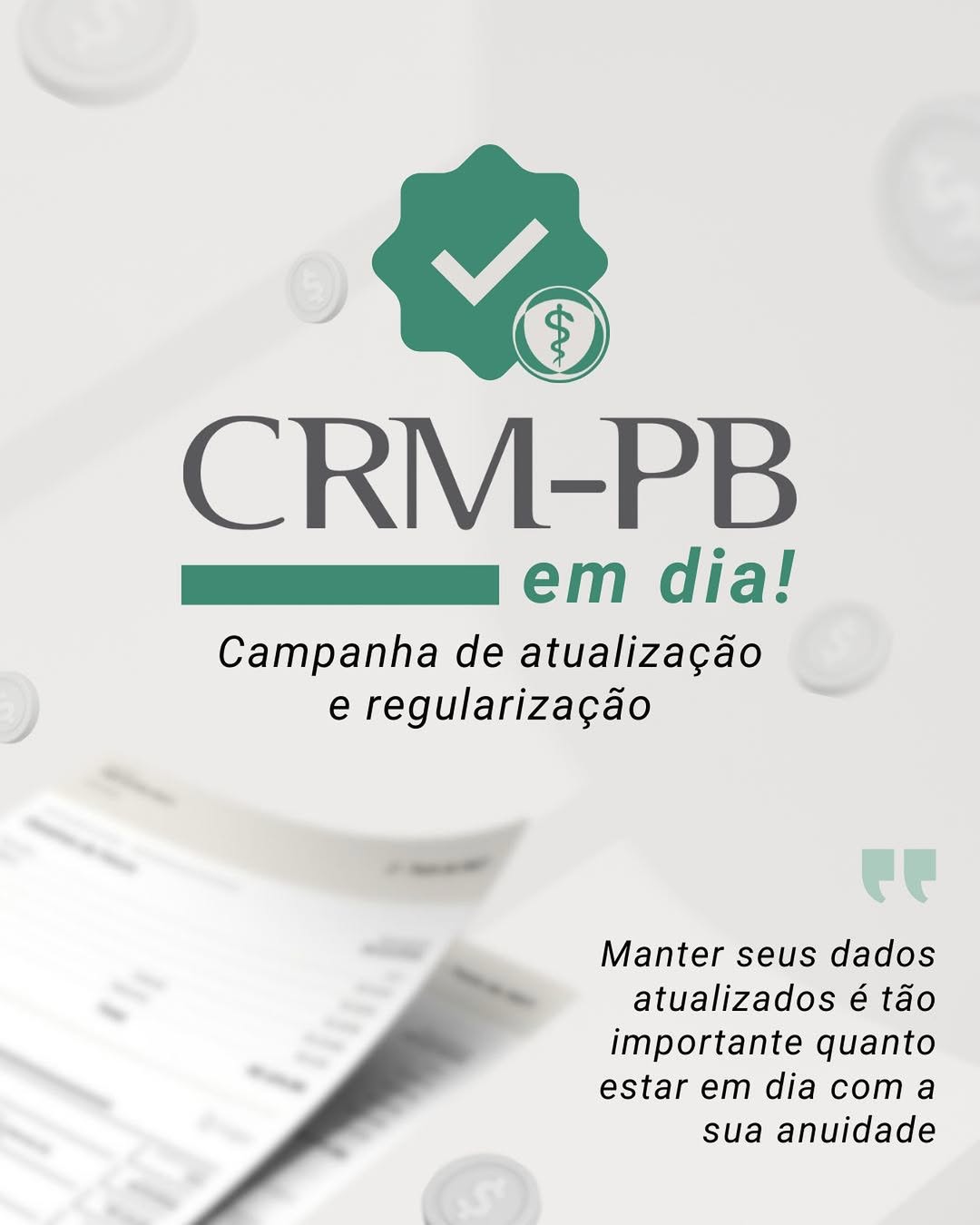 CRM-PB em Dia: Conselho inicia campanha de atualização e regularização